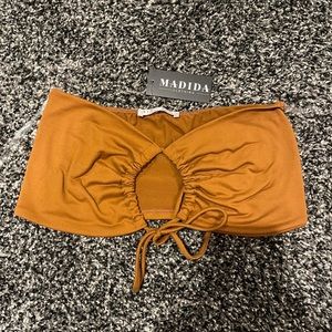 Madida Brown Strapless Top